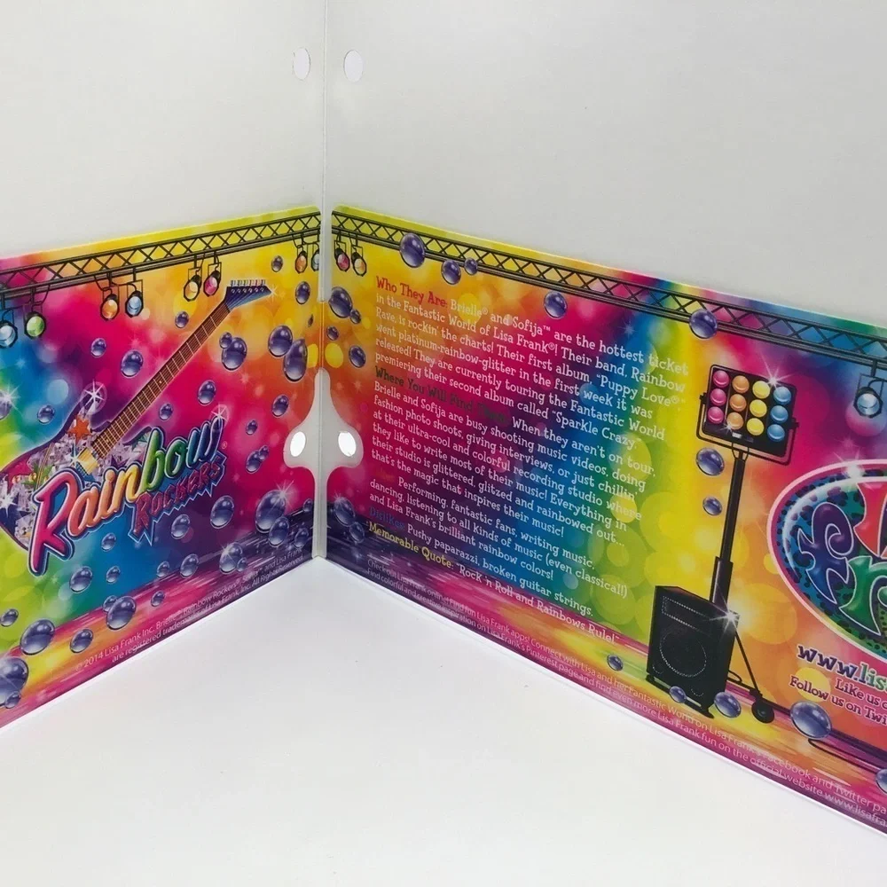LISA Frank Folder Rainbow Rockers 2014 New Unused Two Pocket Multicolor 9”x12”